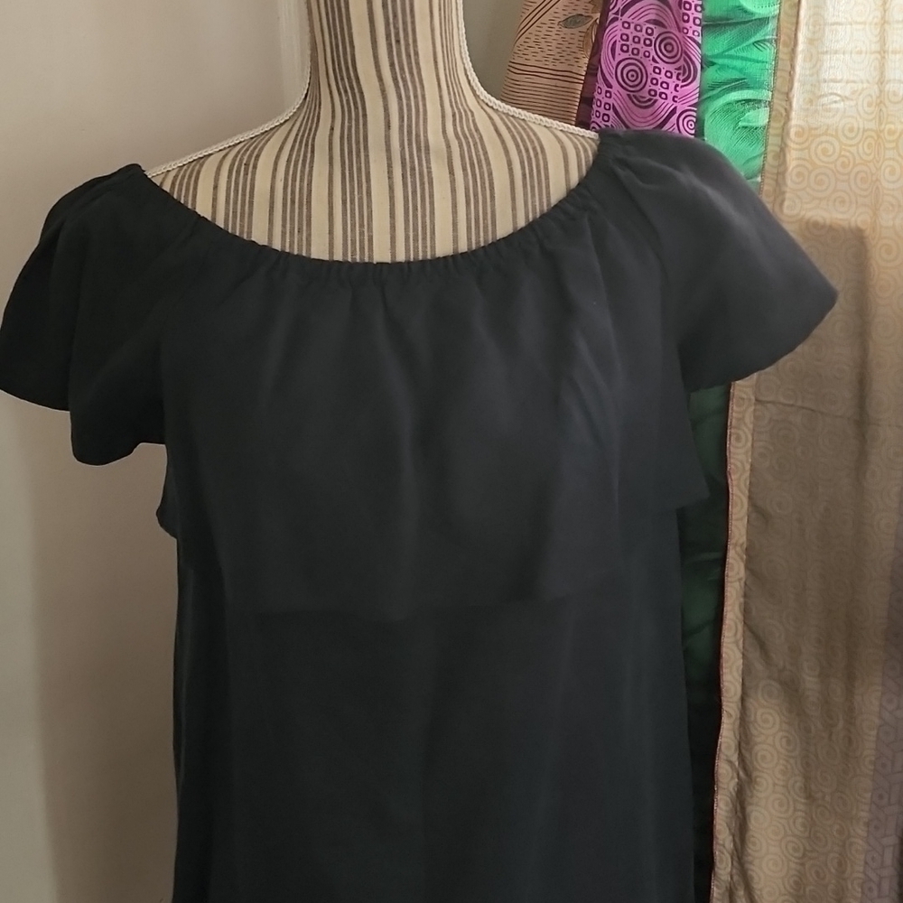 Saks Fifth Avenue  Blue Off  Shoulder Ruffle Dress - Picture 6 of 7
